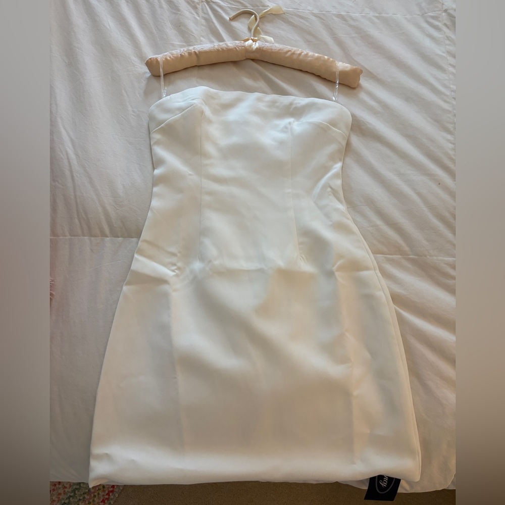 Strapless White Sheath Dress
